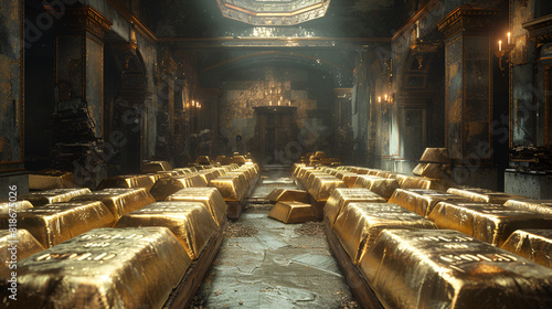 The Gold Bars are in the Banks Vault, An ancient library hidden within a labyrinthine city where scholars study illuminated manuscripts and mystical artifacts