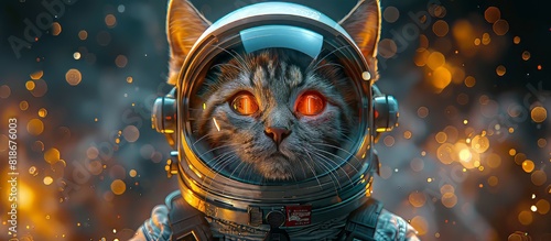 cat astronaut floating in space surrounded by stars and nebulae