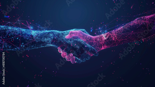 Two People Shaking Hands Over a Dark Background