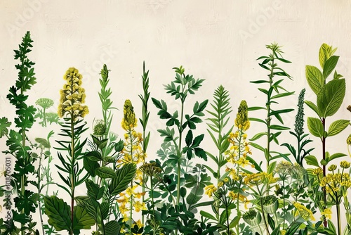 botanical plant scientific medicinal herbs vintage detailed ink drawing illustration educational artwork study natural healing 