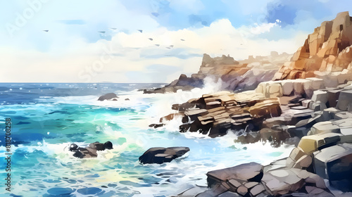 Rocky Shores Watercolor