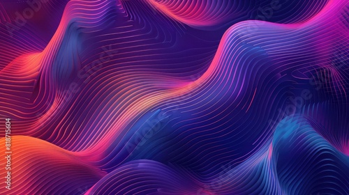 Glowing pink blue purple neon glowing diagonal lines background. Futuristic bright abstract backdrop, geometric style pattern texture wall, vibrant cool illuminating light night life backdrop