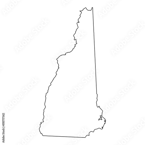 White solid outline of the state of New Hampshire