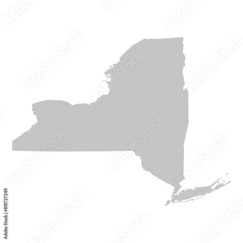 Gray solid map of the state of New York