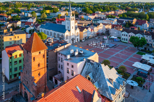 City center of Bytow city with the old town architecture, Pomerania. Poland
