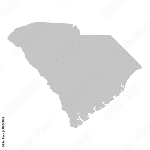 Gray solid map of the state of South Carolina