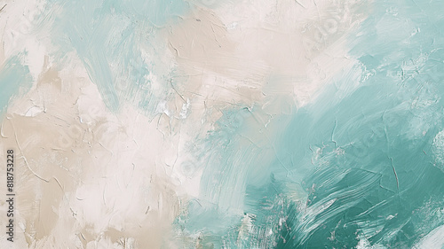 Serene Abstract Paint Background: Tosca, White, and Cream