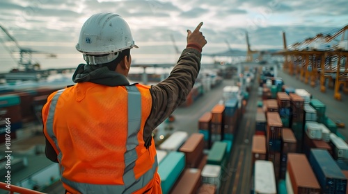 Peruvian Logistics Professional Pointing Towards Expansive Port Infrastructure