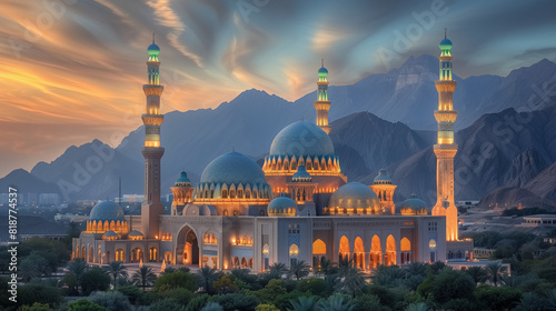 Sultan qaboos grand mosque In muscat , sultanate of oman.