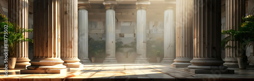 Background podium column 3d roman luxury greek white ancient display product classic. Podium platform background column pillar stage minimal stand beauty design greece render scene