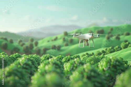 Efficient farming with smart 4K drone technology improves Bluetooth connectivity, vegetable garden management, isometric illustrations, and structured agriculture.