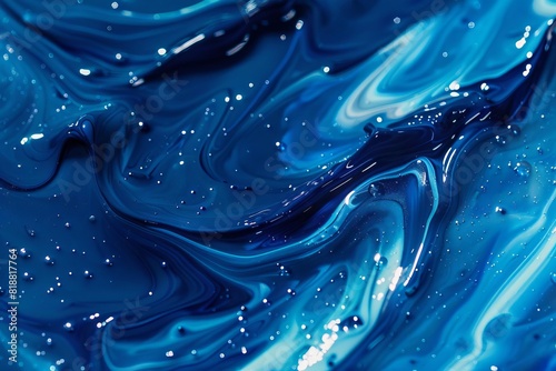 fluid motion vibrant blue paint stroke element abstract decorative design art pattern texture splash 