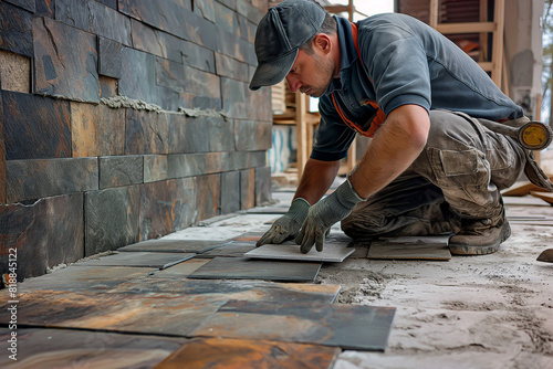 Images of professional tile flooring that emphasize work that requires precision and skill.