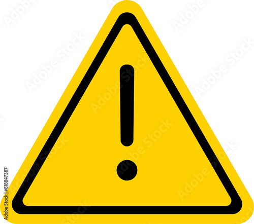 yellow warning triangle icon in png format. Warning sign with an exclamation point in a triangle. Road signs.