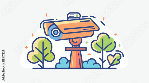 Simple line art icon of security camera for video sur