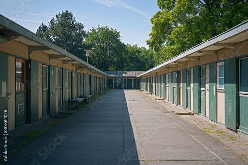 ultra-realistic image of military barracks without people