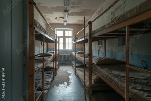 ultra-realistic image of military barracks without people
