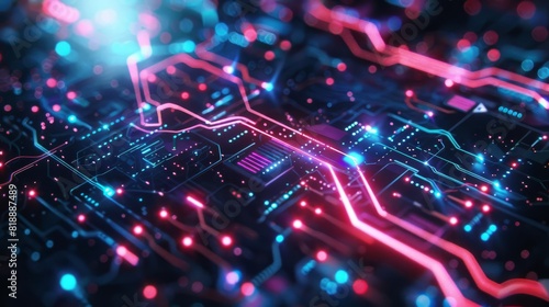 futuristic cybersecurity interface with glowing neon circuits and data flow protecting digital innovation and enterprise infrastructure 3d illustration