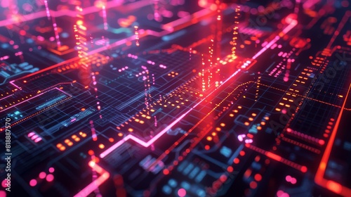 futuristic cybersecurity interface with glowing neon circuits and data flow protecting digital innovation and enterprise infrastructure 3d illustration