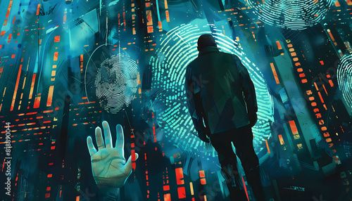 Mysterious Fingerprints Left by Criminal in an Urban Crime Scene Illustration