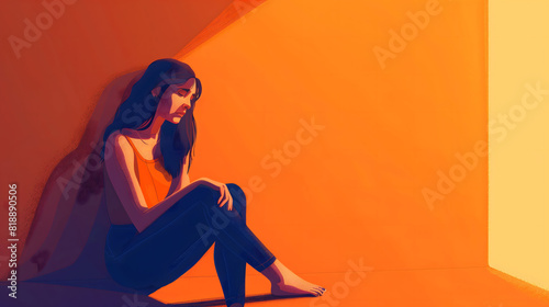 Sad Girl Leaning Against the Wall