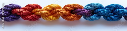 Colorful knotted rope closeup in vibrant arrangement for graphic resources