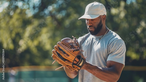 Focus, game, and resolve as a fielder, pitcher, or baseball player. Athletics, fitness, and health training for competition, sports, and outdoor matches
