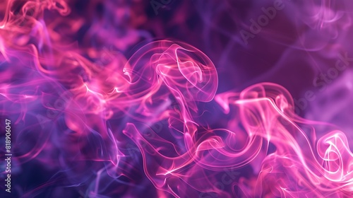 Magenta tendrils of smoke reach out like fingers, exploring the space with graceful curiosity