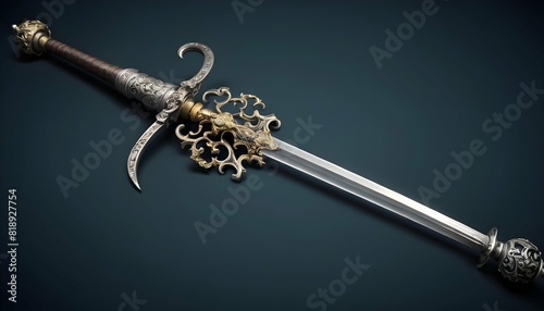 A ceremonial rapier with an ornate hilt used in d