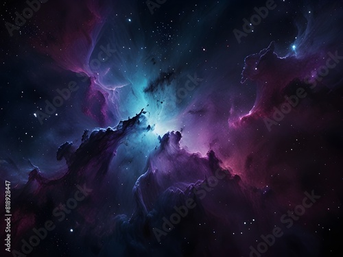 Space, dark blue and purple, cosmic texture, generative AI