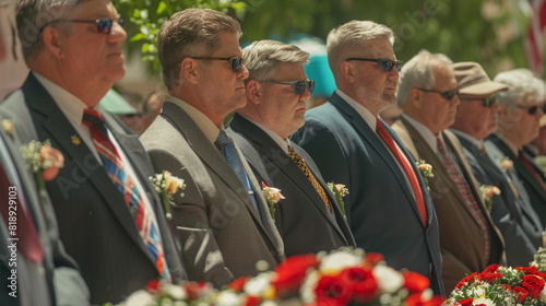 Civic leaders and elected officials solemnly lead the procession, laying wreaths and offering words of gratitude for the bravery and sacrifice of the fallen, at the Memorial Day parade.