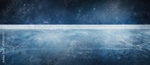 A copy space image featuring the textured blue surface of an ice rink showcasing scratches from skating and hockey
