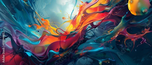 Vibrant Abstract Colorful Paint Splash Artwork. Background 