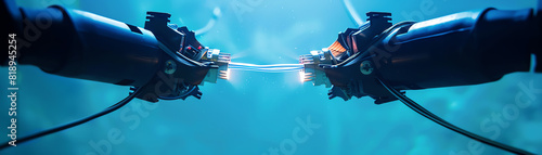 Cable Splicing The process of splicing two fiber optic cables together underwater