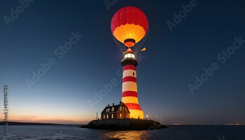 A hot air balloon shaped like a giant lighthouse upscaled_6