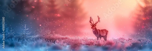 A deer standing in the middle of a snow-covered forest