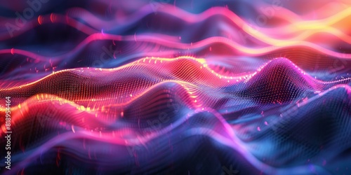 Abstract computer generated wavy lines in a digital artwork