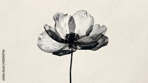 Creative collage of a flower silhouette, meticulously formed from tiny petals, on a plain white background