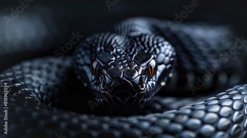 Close up of a black snakes head