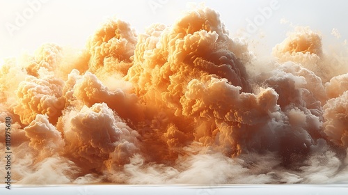 An explosion of sandstorm clouds isolated on white
