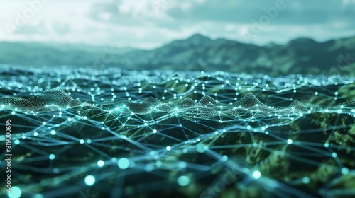 A high-tech network sprawling across an abstract landscape
