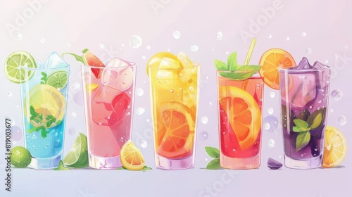 refreshing wellness assorted unique nonalcoholic beverages inspiring balance and vitality digital illustration