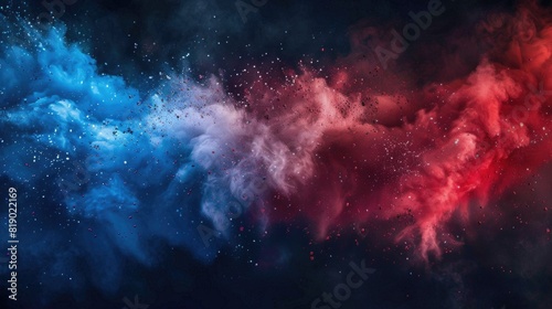 Abstract background blue and red smoke or water dust splash abstract wallpaper copy space for text