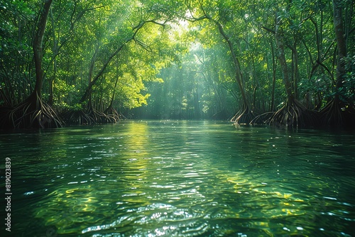 Mangrove Forest Boat Tour A boat tour through a lush mangrove forest, showcasing the importance of coastal ecosystems