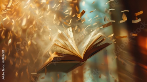 Pages flying out of a book against a blurred background, conveying the exhilaration of literary exploration
