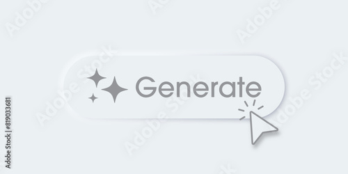 Generate AI button. Artificial intelligence and Machine learning technology concept. AI enters by command prompt to generate ideas. Chat with AI. UI UX design, Vector illustration.