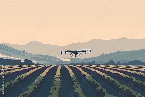Smart drone flight farming rural crop farming drone at work tulip landscape production agriculture drone in agriculture