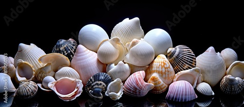 shells isolated on black. copy space available