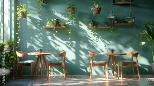 Abundant Plants Adorning Walls of Restaurant