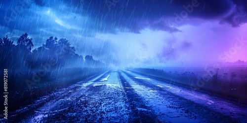 Image of rainstorm approaching ground used to depict storm onset or weather. Concept Weather, Storm, Rain, Nature, Climate